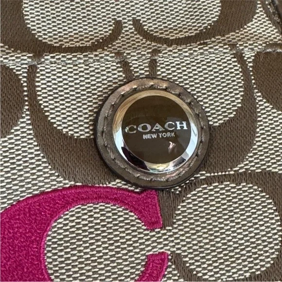 Coach Brown Signature Canvas Phone Case Mini Wristlet with Pink Red Blue Green C - Picture 5 of 15